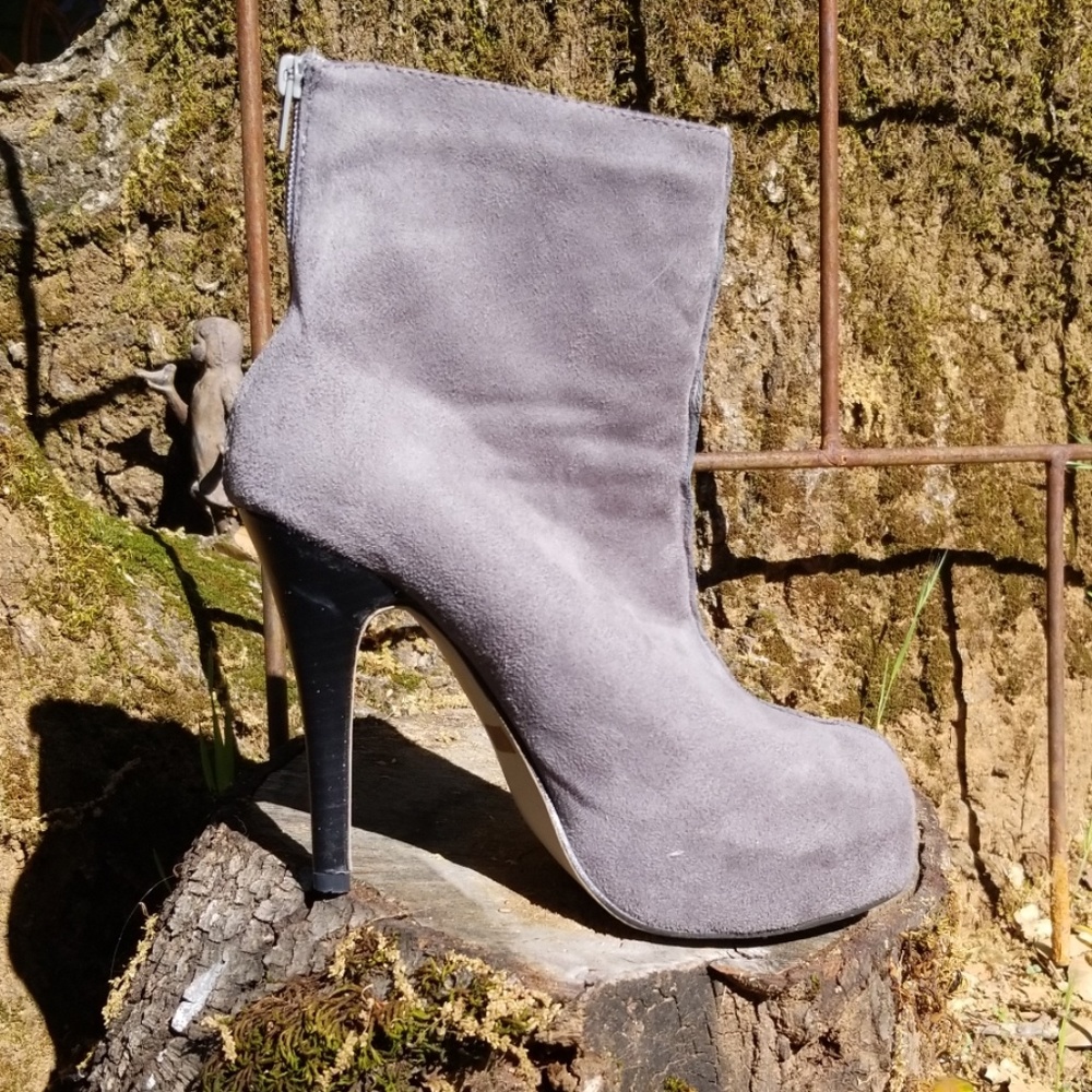 Gray Suede Ankle Boots